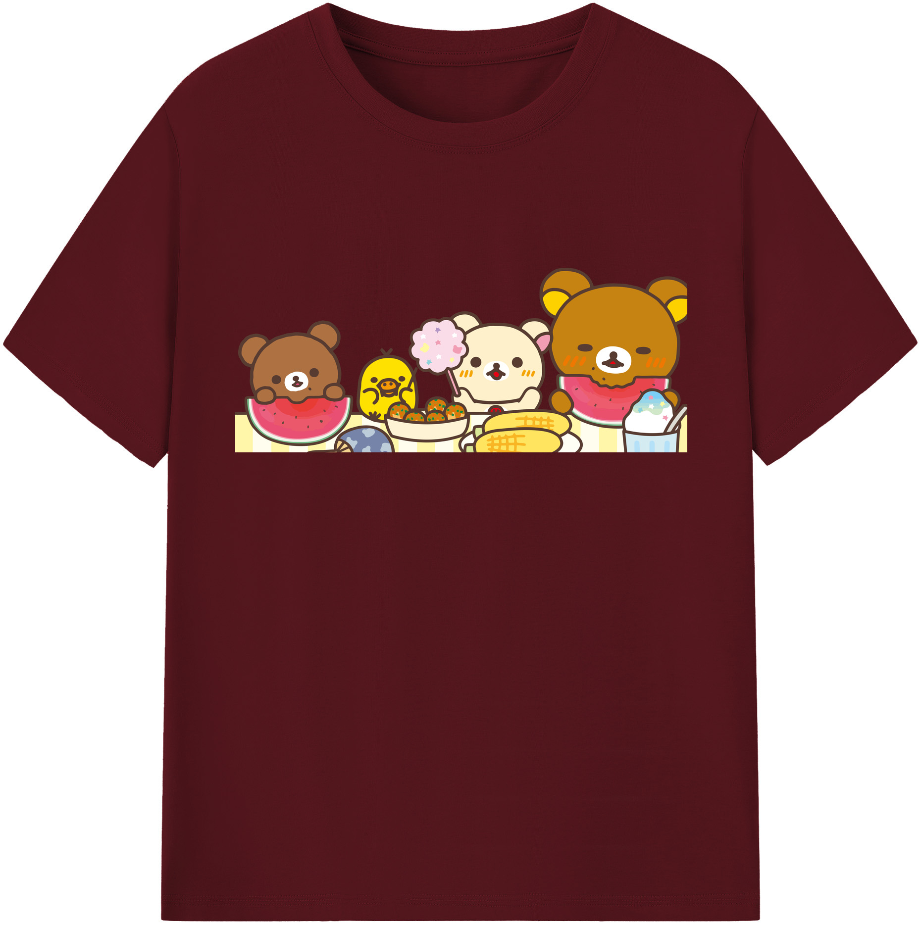 （画像用） リラックマ リラックマ キイロイトリ Rilakkuma Korilakkuma Kiiroitori 綿100％半袖Tシャツ（フロントプリント）